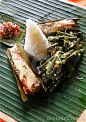 Ethnic asian food, fish dish with rice