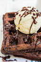 Chocolate Buttermilk Waffles with Fresh Mint Ice Cream