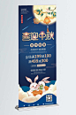 中国风中秋节节日促销活动宣传易拉宝展架