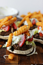 Gyro Burgers with Homemade Tzatziki and Seasoned French Fries