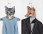 猫、狗、狐狸等动物头的创意衣架，给你的衣柜带来不同的乐趣