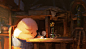 Robert Kondo - Early painting for The Dam Keeper. Pig up in his bedroom early in the morning.