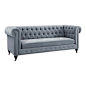 Britton Gray Velvet Sofa - Modeled after its 18th-century forebearer, this stately Britton sofa remains faithful to the original with handsome bronze nailhead trim and rolled English arms. Its oversized shape and grey velvet upholstery transcend the bound