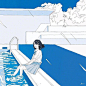 清爽的蓝色系少女插绘
日本画师 Rei Kato