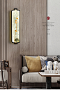 轻奢新中式全铜珐琅彩客厅餐厅卧室书房走廊过道电视墙个性壁灯-淘宝网