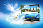 Download wallpaper Monitor,  Gulls,  Fish,  Palms free desktop wallpaper in the resolution 4500x3000 — picture №368552