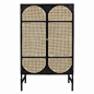 Wardrobe by Hk living. This closet is handmade of wood and wicker and is finished in a black color. The closet is fitted with 2 doors and 4 shelves on the ri...