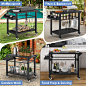 Amazon.com: Xilingol Outdoor Grill Cart Pizza Oven Stand, BBQ Prep Table with Wheels & Seasoning Tray, Black Kitchen Tabletop Griddle Cooking Island & Station for Bar, Patio, Camping, Outside, Home : Patio, Lawn & Garden