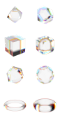 潮流酸性立体透明玻璃反射水晶棱镜方块晶体PNG免抠素材