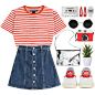 #summer2015 #stripes #denimskirt #metallic #redandwhite #retro