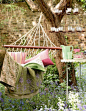 在自家的花园里面摆一个这样的吊床~多享受~,吊床,花园
