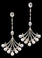 Platinum Moonstone & Diamond Earrings. - Yafa Jewelry