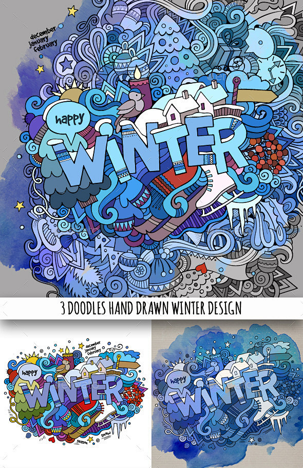 3 Winter Doodles Des...