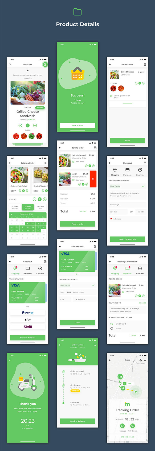 高品质清新的美食送餐app界面设计模板（...
