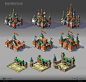 City Buildings: Concepts and Stages, Petya Kirisheva : The buildings and their stages I made for a mobile strategy game.