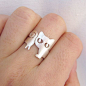 Silver Cat Ring - For cat lovers - handmade sterling silver ring.: 