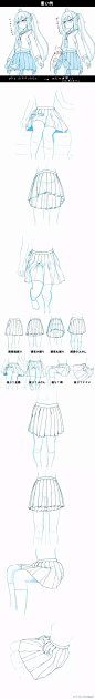 【绘画参考】少女制服参考~还有附上褶皱的一些小tips~@北坤人素材