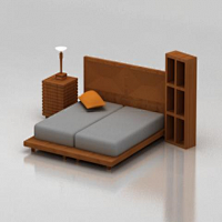 中式经典木质办公家居大方实用双人床带橱柜