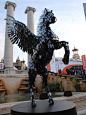 Pegasus Sculpture Made From 3500 Phones