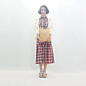 【孤品】2013新款 日系甜美风 红色格子连衣长裙 打底长款衬衫裙