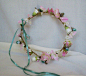 Shabby Chic Flower Crown pink Hair Wreath aqua