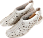 外贸原单米白色包头镂空套脚牛皮坡跟凉鞋-最搭配