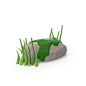 Low Poly Rock with Grass Object