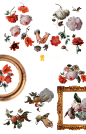 Royal Garden vintage design set : Charm of old worldwide masterpieces in your design!I carefully cut flowers and elements from old dutch pictures and have make something adorable. Each crackle and effect real, you can make design in style of old masters j