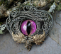 Gothic Steampunk Panetone Pink Dragon Eye Pin Pendant