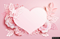 鲜花爱情情侣情人节花纹背景底纹粉色立体质感剪纸010模板矢量素材