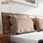 阅梨 大师设计卧室 现代简约 实木床1.5米1.8米双人床软包