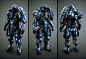 Planetside Arena - Class armour, Ranulf Busby | Doku : Concepted, modelled, rigged and textured armour for the 3 classes.  All share a single 2048 texture set with tint masks.