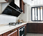 美式风格厨房瓷砖背景墙装修图片-美式风格橱柜图片