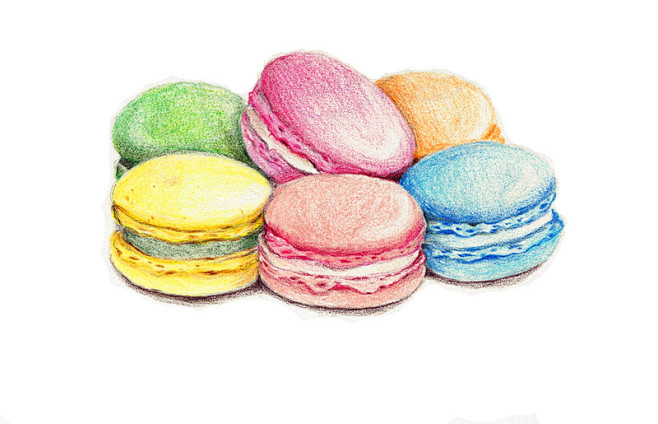 马卡龙macarons-_米多粒_手绘,...