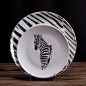 简约欧式陶瓷摆盘 斑马碟子盘子餐具摆件 现代创意餐桌客厅装饰-淘宝网