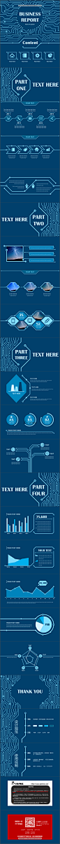 【超酷炫-电路风格】简约大气实用商务总结汇报模板PPT模板 #色彩# #排版#
