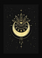 The Minds Eye art print in gold foil and black paper with stars and moon by Cocorrina