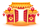 城门庙门院落大门东方中国日式传统经典新年节日装饰元素矢量素材 :  