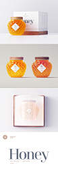 Minimal honey packaging white logo design glass