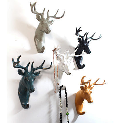 悠然见欧式创意家居鹿头墙壁装饰挂钩卧室门...