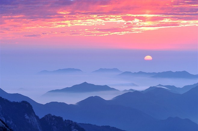 黄山日落风景图片