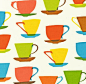 A funky 1950's style design of teacups from the 'Metro Cafe' collection by Louise Cunningham. fabric.
