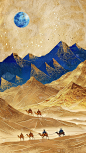 中国风通用敦煌场景沙漠太阳山脉图片素材