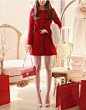 #冬季新款# ♥韩国milkcocoa优雅气质蝴蝶结大红色新年圣诞羊毛外套大衣