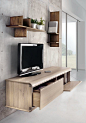 Oak wall shelf TETRIS by Domus Arte | #design Enrico Bedin