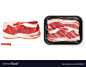 Meat fresh steak in the package food 3d realistic