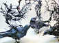 Ellen Jewett 的雕塑作品。植物与动物的混合体，很美。额，私心喜欢鹿角长树的生物 ( >﹏<。)～