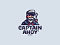 CaptainAhoy水手ahoy队长管烟吉祥物插图品牌标志标识设计徽标