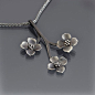 Sterling Silver Dogwood Branch Necklace - Dogwood Pendant - Nature Jewelry: 