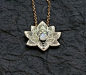 Lotus Pendant - Water Lily Necklace is entirely handmade piece. Its made of solid brass in sawing, etching and soldering techniques. All patterns are